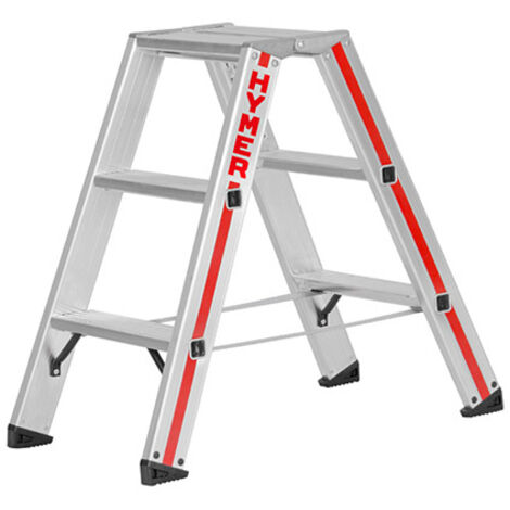 Hymer Stufenstehleiter mit Alu-Druckguss Gelenk 2x4 Stufen