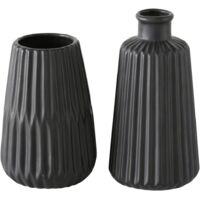 Boltze Vasen Set Esko 2-teilig schwarz lasiert Blumenvasen Keramik, ü ca. 8,5 cm