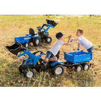 RollyToys Trettraktor New Holland Frontlader Kinderfahrzeug Luftbereifung 