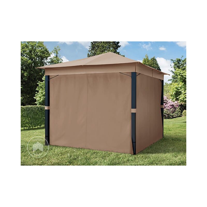 Gazebo da Giardino 3x3 m ALU PREMIUM con copertura del tetto impermeabile  ca. 220 g/m² - 4 pareti laterali taupe - profilo da ca. 9x9cm