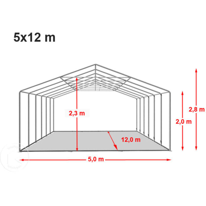 Tendone per feste 5x12 m Gazebo party per sagre, mercati 450 N bianco impermeabile protezione UV