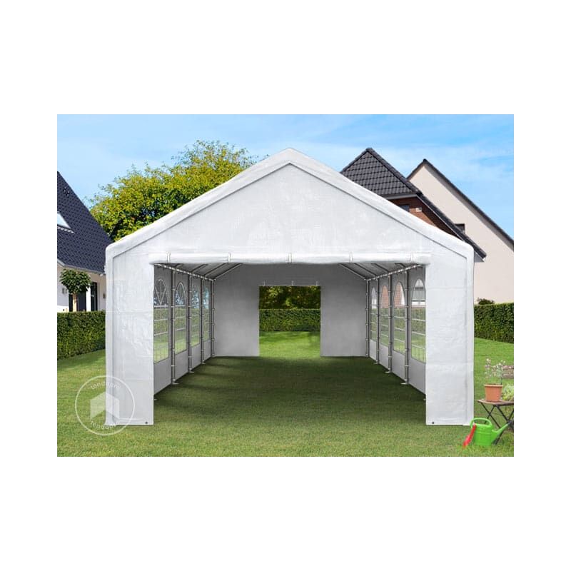 Set Gazebo Bianco Giardino 3x3 M e 4 Sacche Per Pesi, Struttura Acciaio  Copertura PE 110 gr/m² Impermeabile Idrorepellente Resistente Raggi UV