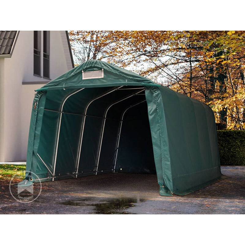 Tenda garage ca. 3,3x4,8 m telo in PRIMEtex 2300 ignifugo color verde scuro