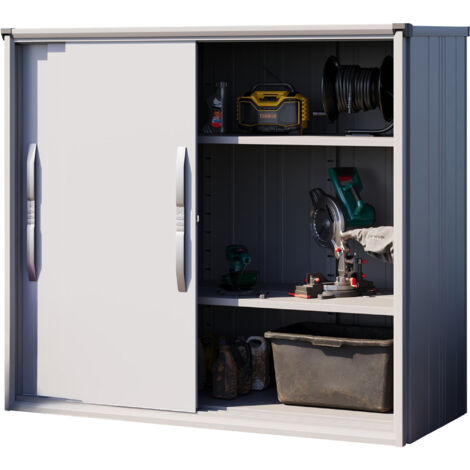 Armadio Da Esterno In Metallo 156x84x131 Cm - Antracite, Pavimento Incluso