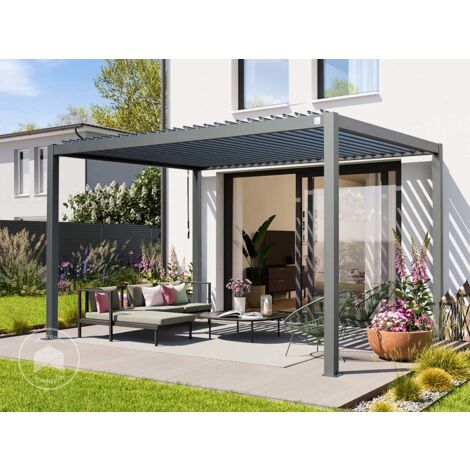 Gecheer Gazebo,Pegolato,Pergola,Padiglione,Parasole,da Giardino,in Tessuto,Colore Antracite,Struttura in Acciaio,3x3x2,55 m,Gazebo da Giardino con Struttura in Acciaio,Gazebo da Parete