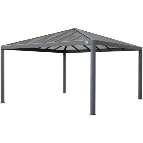 PRIMEYARD Gazebo da Giardino 4x4 m Tetto Hardtop in Policarbonato (1/5)