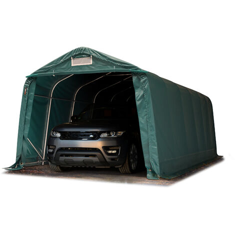 Tenda garage ca. 3,3x7,2 m telo in PRIMEtex 2300 ignifugo color verde scuro