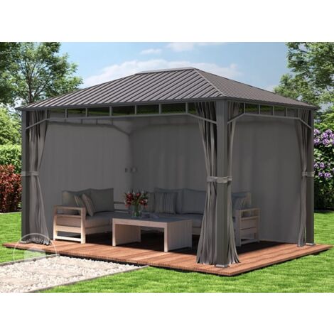 Gazebo Da Giardino 2,5x2,5 M – Con 4 Pannelli Laterali E Finestre, Impermeabile, Antracite, Per Feste E Bancarelle