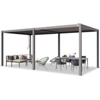PRIMEYARD Pergola 3x6 m montanti in alluminio con tetto a doghe in acciaio gazebo da giardino grigio