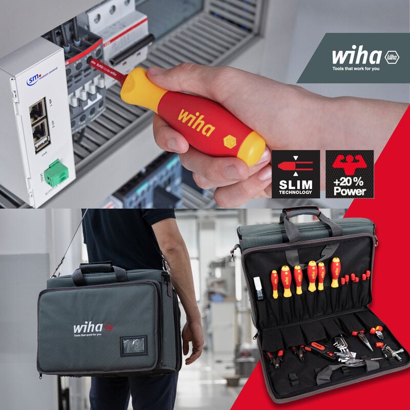 Wiha Werkzeug VDE I Service-Techniker 30-tlg. I Werkzeugsatz Tasche inkl. Set für Elektriker (43879)
