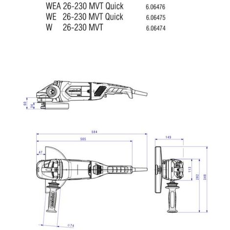 230mm WEA Quick2600 Ø W Winkelschleifer 26-230 MVT