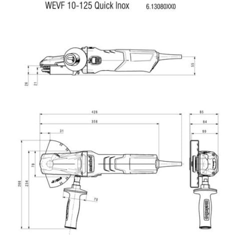 Flachkopf-Winkelschleifer WEVF10-125 Quick Inox -1000 Watt