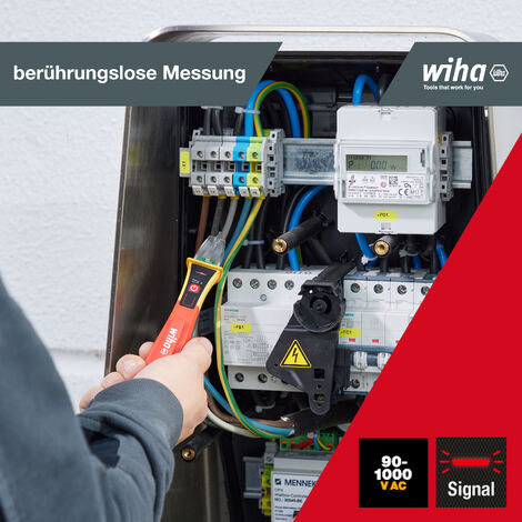 Wiha Spannungsprüfer Volt Detector, berührungslos, einpolig 90 - 1.000 V AC I Phasenprüfer mit optischem Signal (43798)