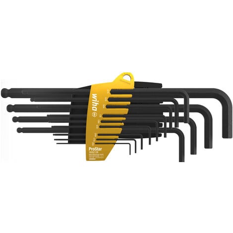 Wiha Stiftschlüssel Set Zoll-Ausführung Sechskant-Kugelkopf ProStar ( Halter SB-Karte auf im schwarzoxidiert 13-tlg