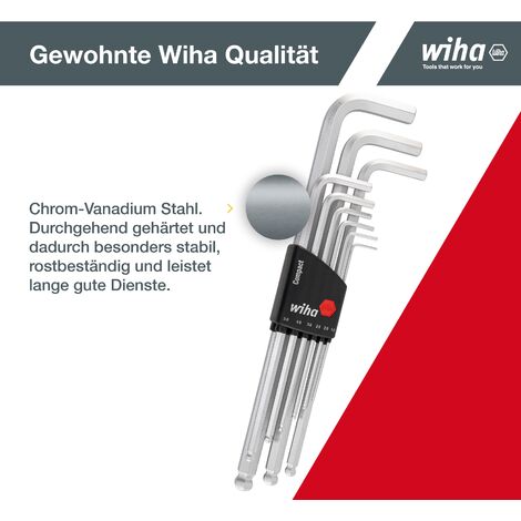 Wiha Sechskantschlüssel-Set Mit Kugelkopf – Metrisch & Zoll, 22-teilig, Chrom-V-Moly Stahl
