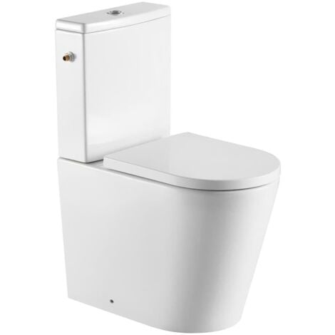 BB FINE Stand-Kombi-WC Wasseranschluss links/rechts spülrandlos mit SoftClose WC-Sitz, weiß