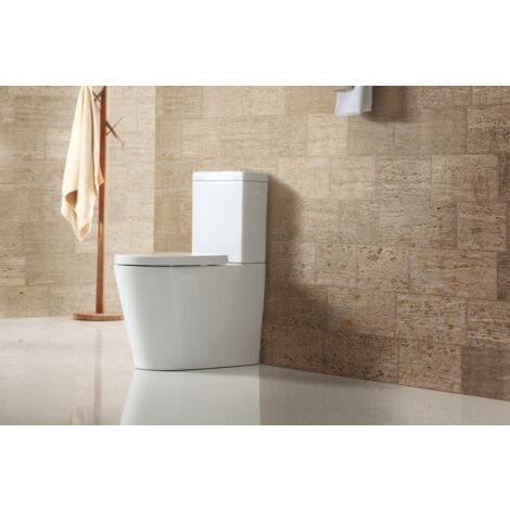 BB FINE Stand-Kombi-WC Wasseranschluss links/rechts spülrandlos mit SoftClose WC-Sitz, weiß