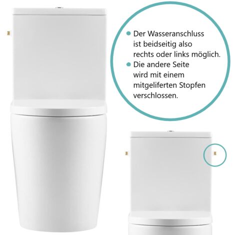 BB FINE Stand-Kombi-WC Wasseranschluss links/rechts spülrandlos mit SoftClose WC-Sitz, weiß