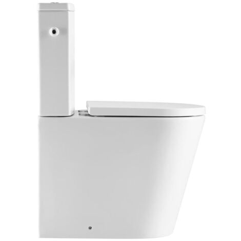BB FINE Stand-Kombi-WC Wasseranschluss links/rechts spülrandlos mit SoftClose WC-Sitz, weiß