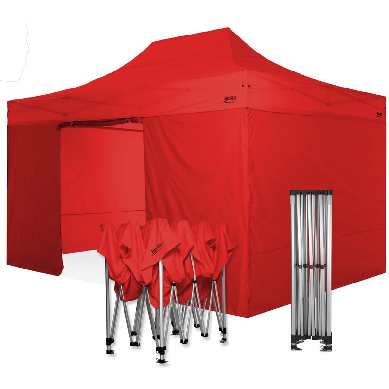 Gazebo Pieghevole 3x3 RAY BOT Bianco Professionale Con Laterali. Tessuto  Impermeabile Da 350g/m in PVC. Gazebo Rapido