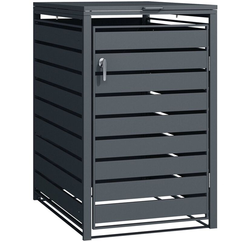 Copri Bidoni Della Spazzatura Wiltec - In Acciaio Antracite, Per 2 Contenitori 60-240L, Con Coperchio - Foto 6