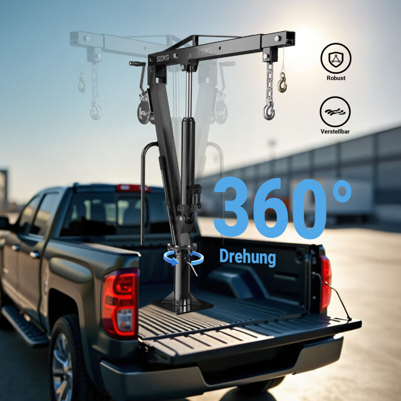 Gruetta Per Pick Up Idraulica Con Verricello Max 900 Kg 1800 Mm Girevole A 360 Mini Gru Di Sollevamento