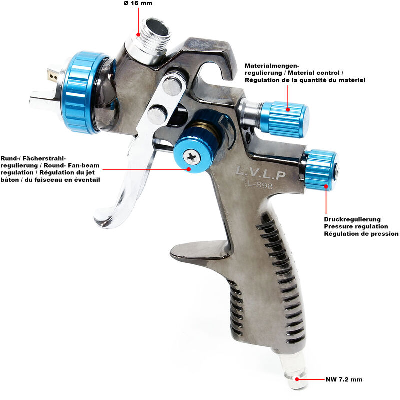 XPOtool Pistola per verniciare LVLP 500ml Con serbatoio Ugello 1,4mm Pistola  spray 1,5bar 160l/min