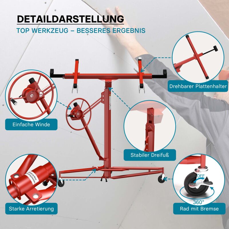 Set Carrello solleva pannelli per cartongesso con prolunga max 68kg  Alzalastre