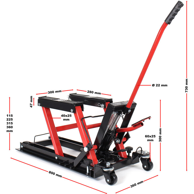 Sollevatore moto idraulico 680kg 11-37cm