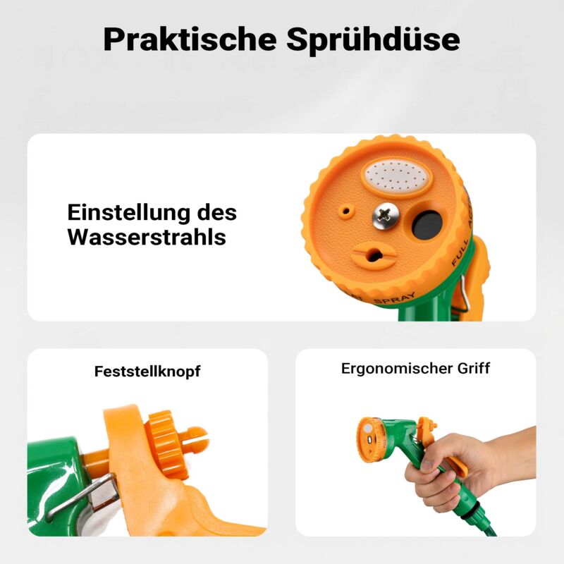 SPECILITE Tubo Da Giardino A Spirale 22,9 M X 0,9 Cm – Leggero In EVA Con Raccordi In Ottone E Ugello A 6 Funzioni, Retrattile E Antigroviglio - 4