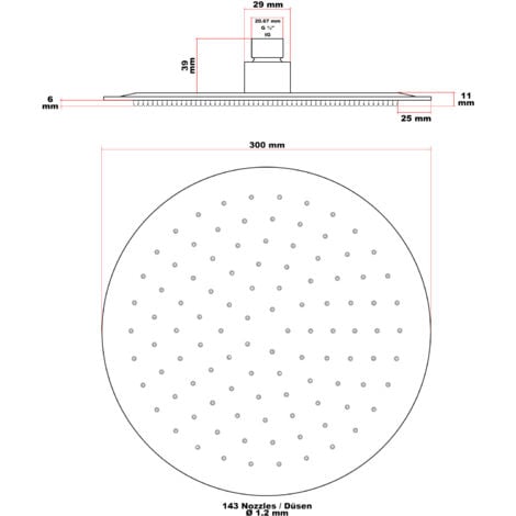 Soffione Doccia 8 Pollici In Acciaio Inox 304 - Testa Pioggia Anticalcare 20x20 Cm, Effetto Specchio - Foto 2