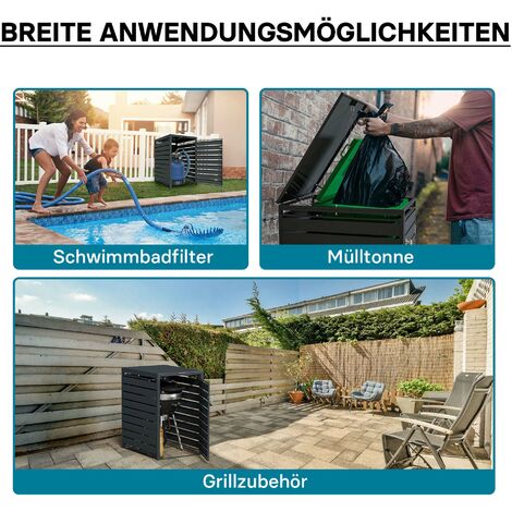 Copri Bidoni Della Spazzatura Wiltec - In Acciaio Antracite, Per 2 Contenitori 60-240L, Con Coperchio - Foto 8