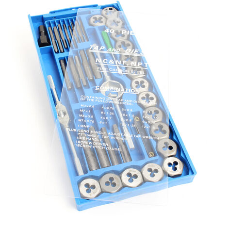 XPOtool Set maschi e filiere 40 pz. M3-M12 per filettature interne ed esterne
