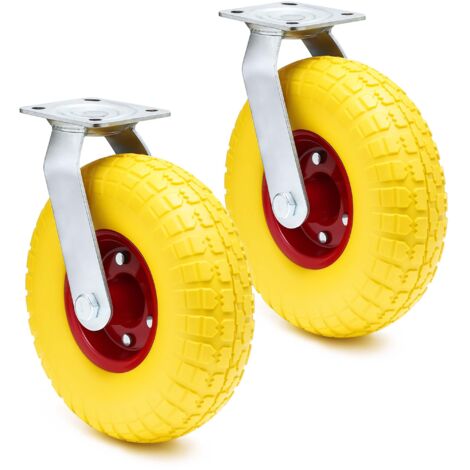 Wiltec Set 2 ruote girevoli da trasporto, antiforatura, 258x78 mm, Cerchi in metallo, 150kg/ruota, ottima aderenza