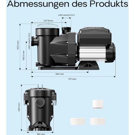 Pompa Piscina 26400 L/h 2200W - Pompa Di Ricircolo E Filtraggio Per Piscine Fuori Terra E Gonfiabili - Foto 6