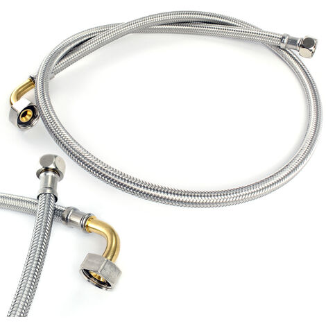 Tubo Corazzato Flessibile Per Acqua Potabile - 50 Cm Con Raccordo 1/2" Filettatura Esterna