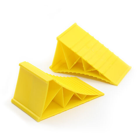 Wiltec 2x Cunei fermaruota 220x125x100 mm Cuneo blocca ruota in plastica per rimorchi e camper
