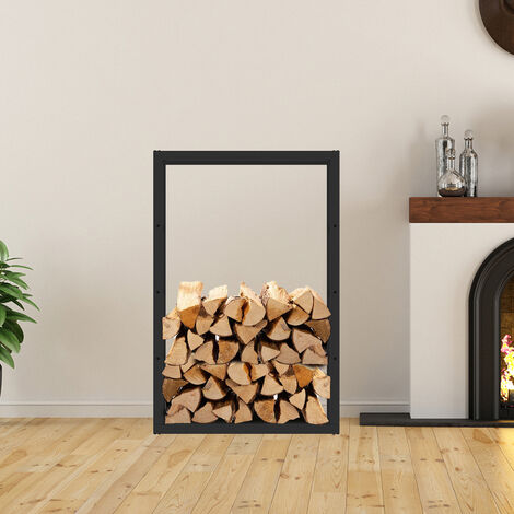 Scaffale Per Legna Da Ardere - Acciaio, Nero Opaco, 30x35x90cm, Stile Scandinavo