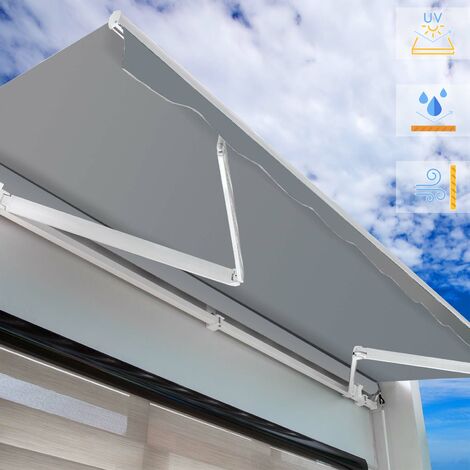 Toboli Tenda da sole con bracci a snodo e protezione UV 3x2,5m Antracite Montaggio a parete Balcone