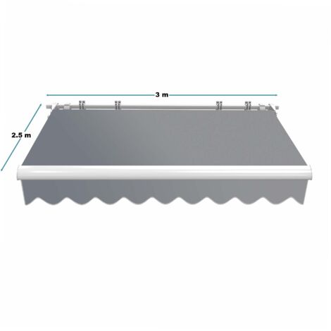Toboli Tenda da sole con bracci a snodo e protezione UV 3x2,5m Antracite Montaggio a parete Balcone