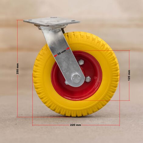 Ruote Di Sollevamento In Poliuretano 180x50 Mm - Per Carrelli Elevatori, Con Cuscinetti A Sfera, Diametro Asse 20 Mm