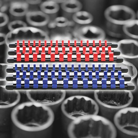 XPOtool 6x Porta bussole Supporti per bussole in ABS Guide per 86 punte 1/2, 1/4 e 3/8Supporto per riporre fino a un totale di 86 bussole6 supporti di forma piattaPer bussole metriche e imperiali: 6,3