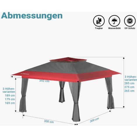 Gazebo Pieghevole 3x3m Con Zanzariera - Impermeabile, UV Protection, Ideale Per Giardino, Piscina, Feste - Foto 3