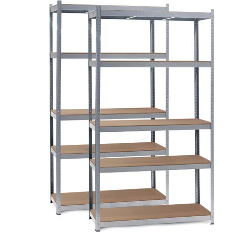 Wiltec Set 2x Scaffali zincati a incastro per carichi pesanti 100x50x200cm 5 ripiani 200kg/piano