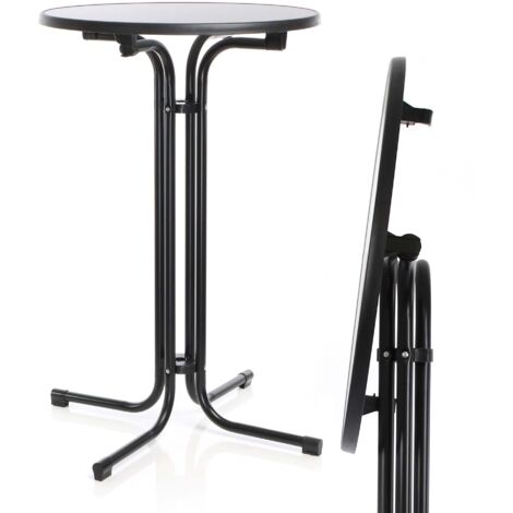 Toboli Tavolo alto da bar rotondo pieghevole nero Ø 70 cm h 110 cm per interno ed esterno