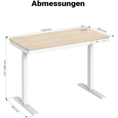 TRIUMPHKEY Scrivania Regolabile in Altezza 120 x 60 cm,Ripiani per