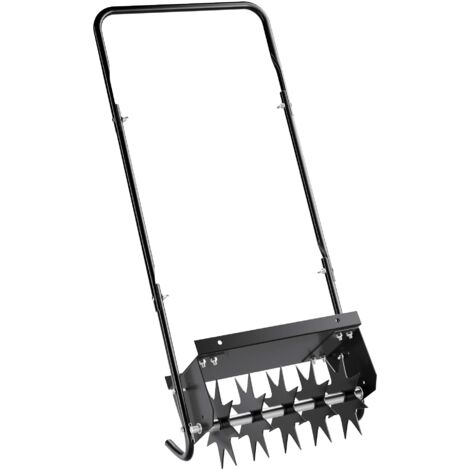 Wiltec Arieggiatore prato a dischi, 44 x 20,3 x 100 cm cm manuale, con ripiano porta pesi, Aeratore prato giardino