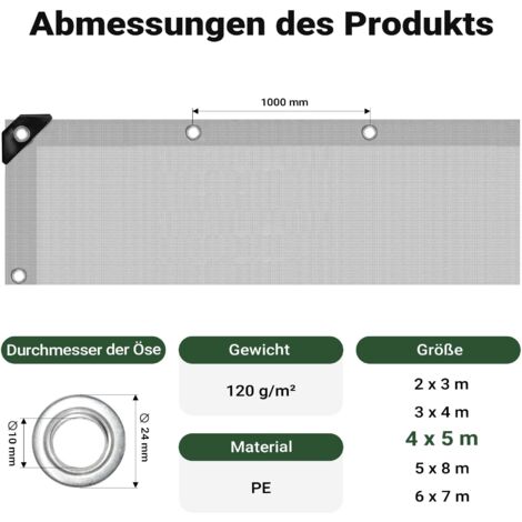 Telone Occhiellato Verde 4x5m Wiltec - Impermeabile E Resistente Ai Raggi UV, Per Copertura Esterna - Foto 9