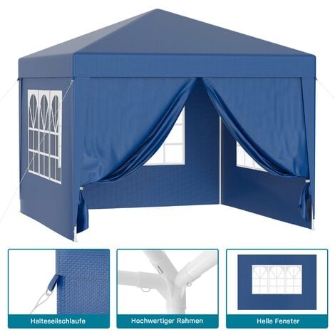 Wiltec Gazebo pieghevole 3x6m nero materiale idrorepellente con protezione  UV, Tenda per feste