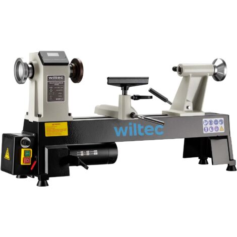 Wiltec Tornio per legno, 3 variazioni di velocità 50-1450, 1250-2800 e 2800–3800 rpm, Macchina da banco per tornitura